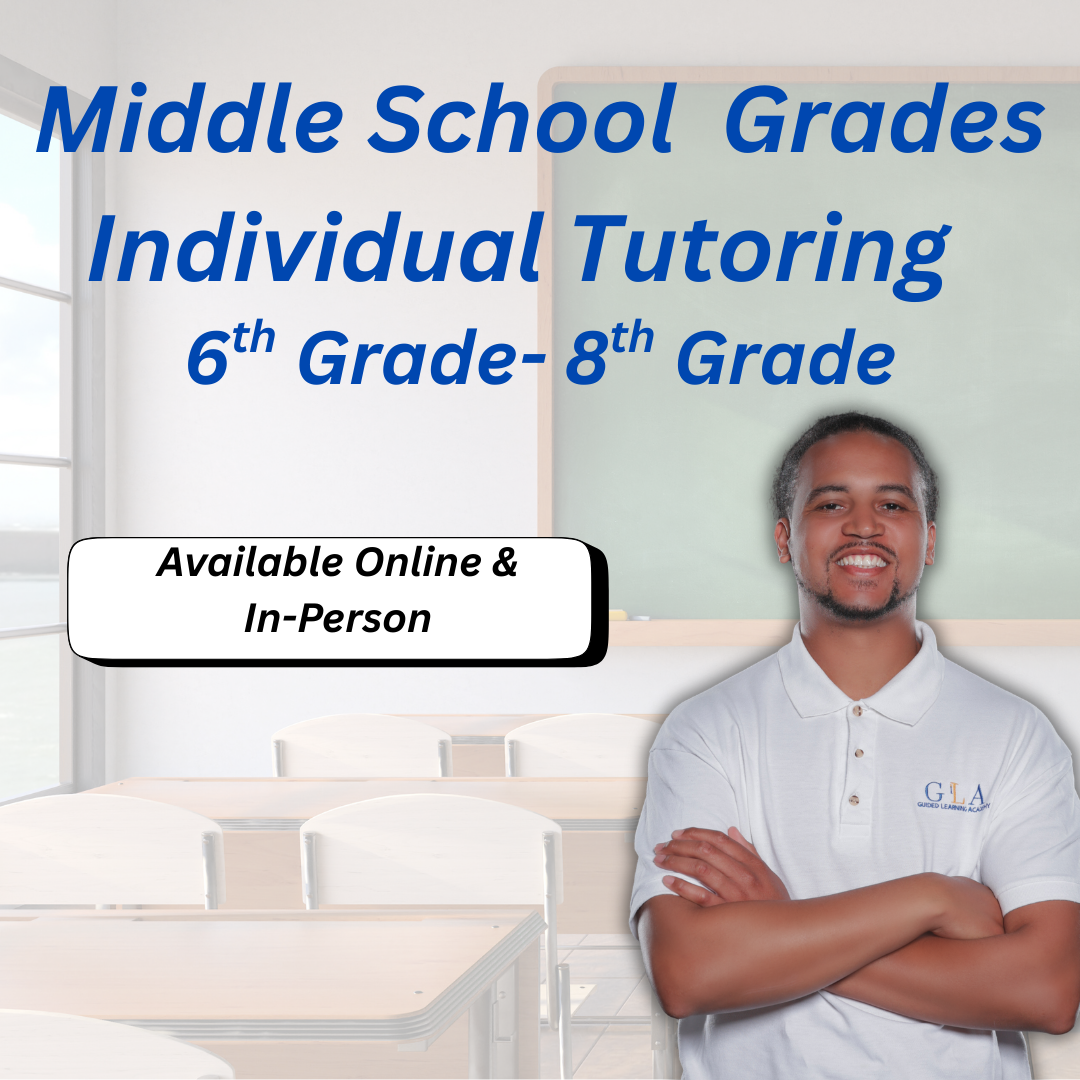 Middle School Grades Individual Subject Tutoring (Online and In-Person)
